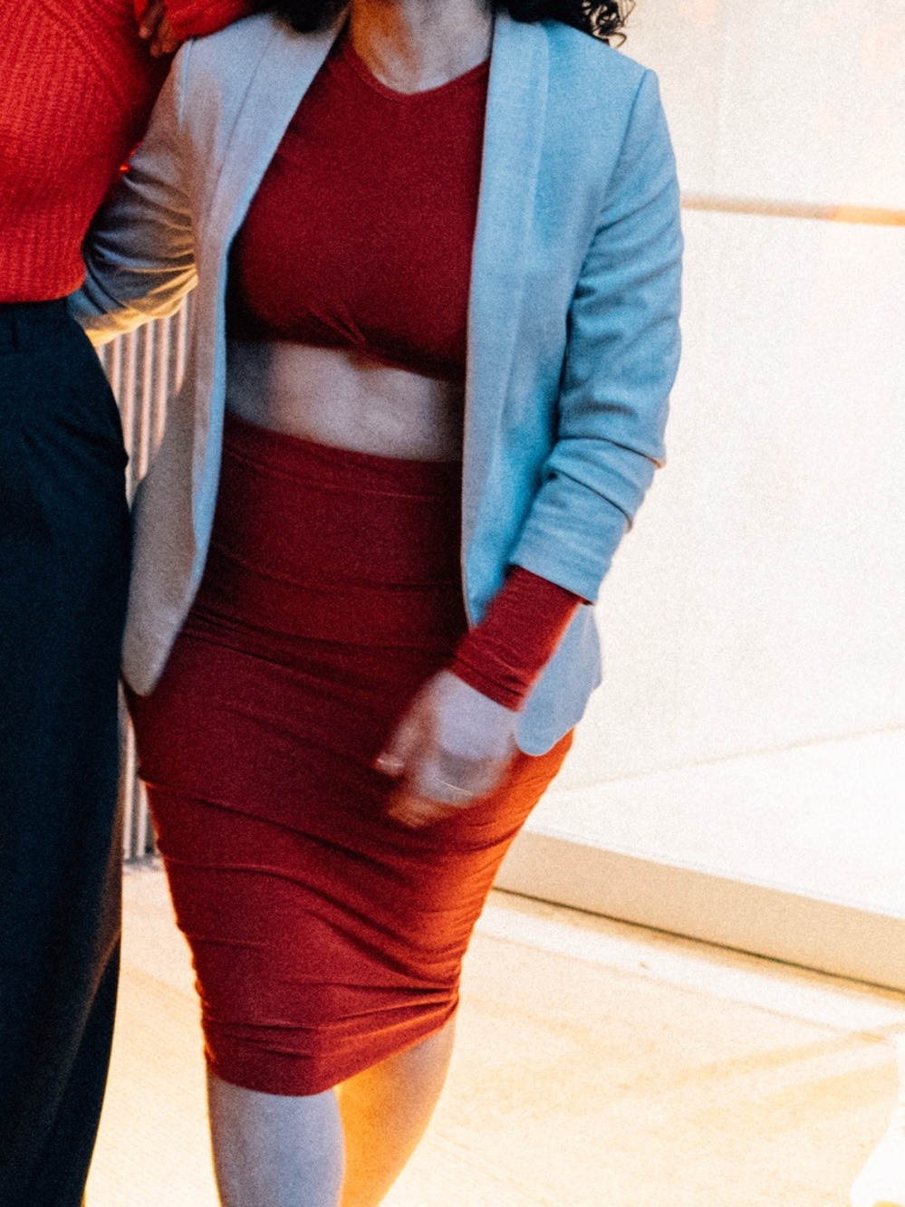 Nasty Gal burnt orange body con crop top and Skirt set